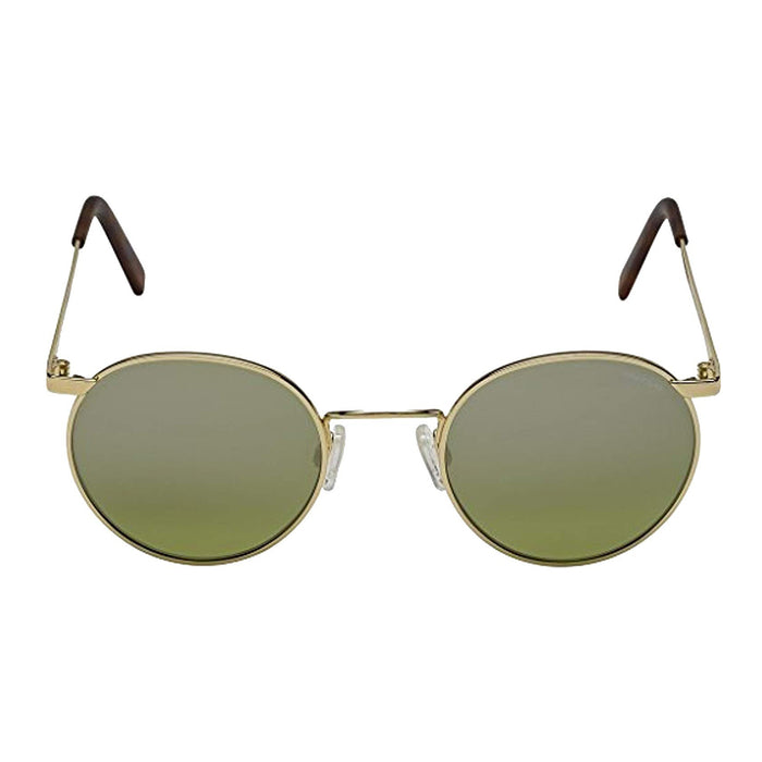 Unisex P3 Golden Brown Frame Olive Lens Round Full-Rim Sunglasses - P3010