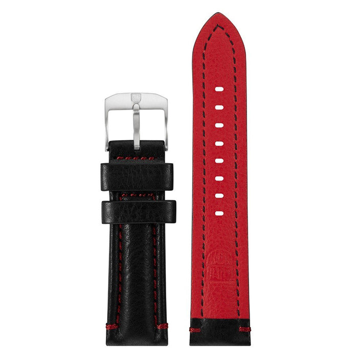 Luminox Men's Modern Mariner Series Black & Red Leather Strap Stainless Steel Buckle Watch Band - FEX.6250.21Q.K