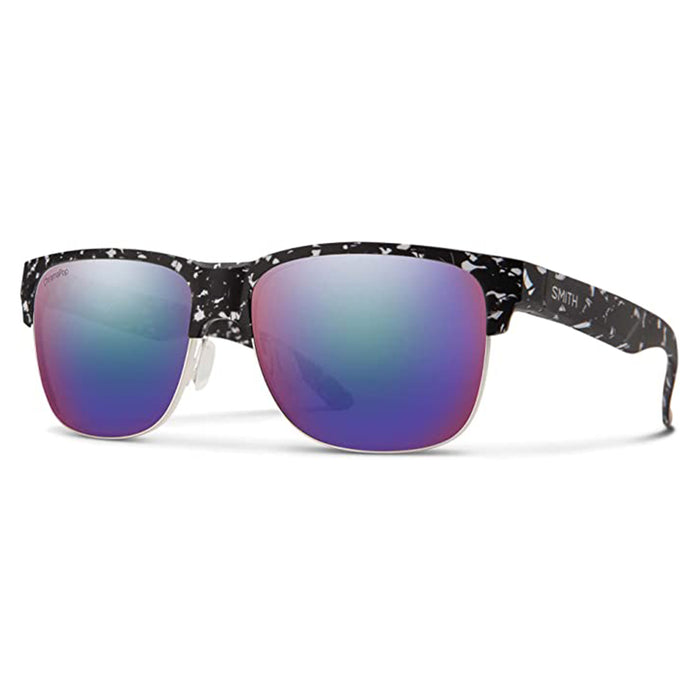 Smith Women's Black Marble Frame Chromapop Violet Mirror Lens Polarized Lowdown Split Lifestyle Sunglasses - 204933GBY56DF