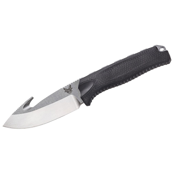 Benchmade Fixed Blade with Gut Hook Black Santoprene Handles Mountain Hunter Knife - 15009-BLK