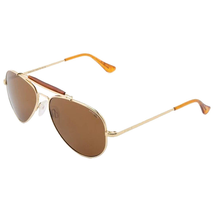 Unisex Sportsman Golden Frame Brown Lens Aviator Full-Rim Sunglasses - SP003