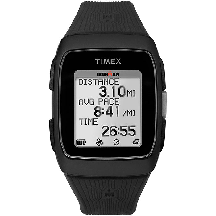 Timex Unisex Ironman GPS White Dial Black Silicone Strap Digital Quartz Watch - TW5M117