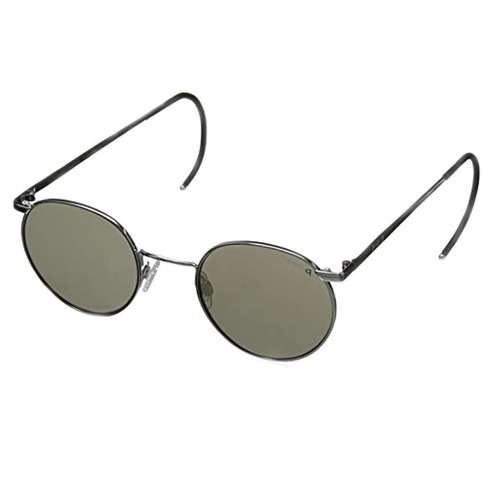 Unisex P3 Black Frame Grey Lens Round Full-Rim Sunglasses - P3023
