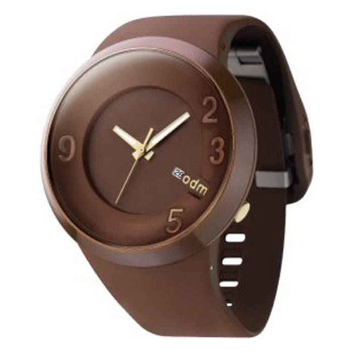 ODM Unisex 60 Sec Series Analog Plastic Watch - Brown Rubber Strap - Brown Dial - DD127-09