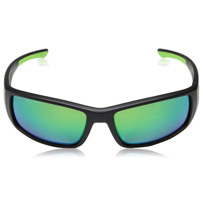 Survey Unisex Matte Black Band Green Mirror Lens Polarized Rectangle Sunglasses - SVPPGMMB