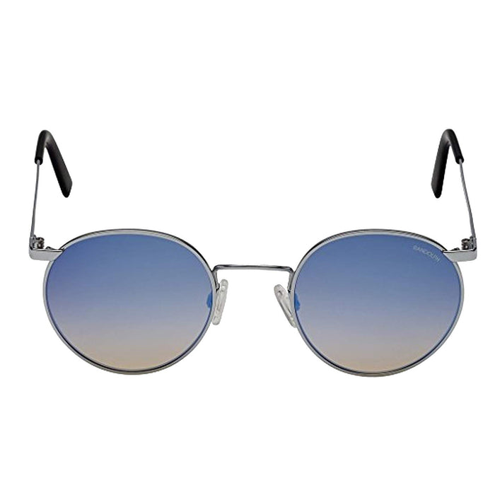 Unisex P3 Grey Frame Blue Lens Round Full-Rim Sunglasses - P3012