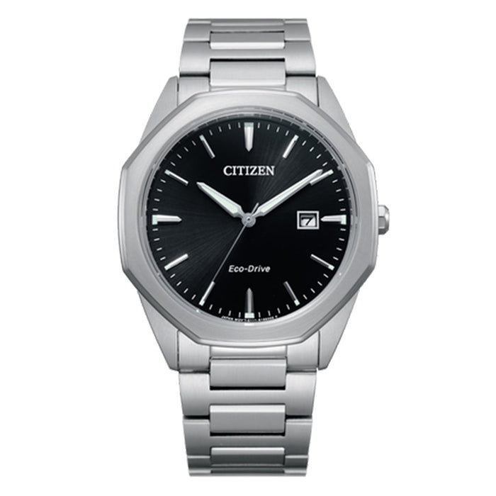 Citizen Eco Drive Corso Men's Silver-Tone Stainless Steel Black Quartz Analog Watch - BM7490-52E