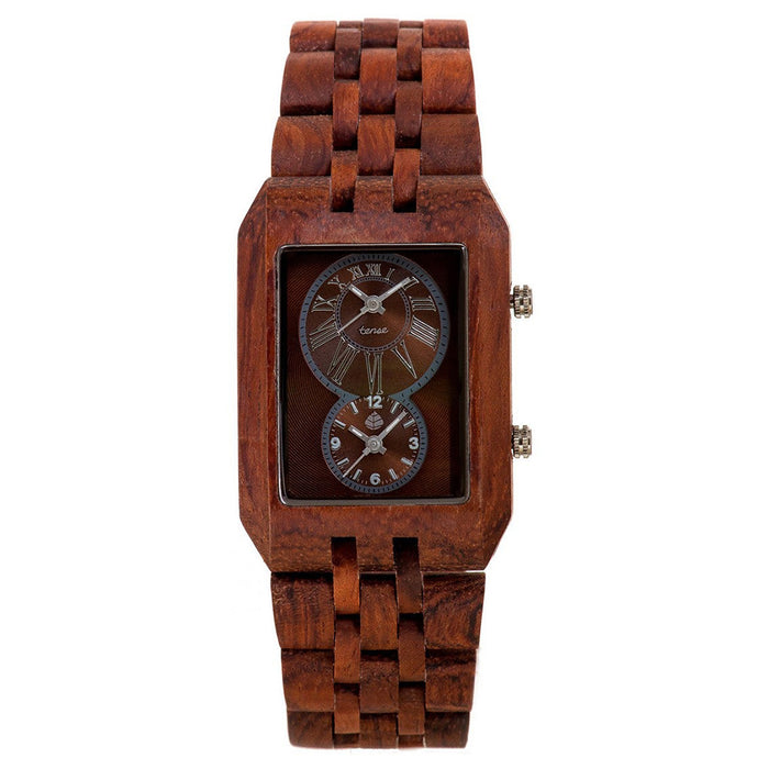 Tense Wood Inuk Mens Wood Case and Bracelet Brown Dial African Rosewood Watch - J5400R