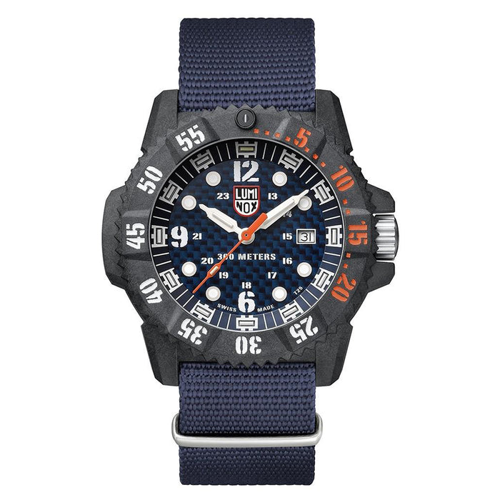 Luminox Men's Master Carbon Seal 3800 Series Blue Webbing Nylon Strap Blue Dial Quartz Analog Watch - XS.3803.C