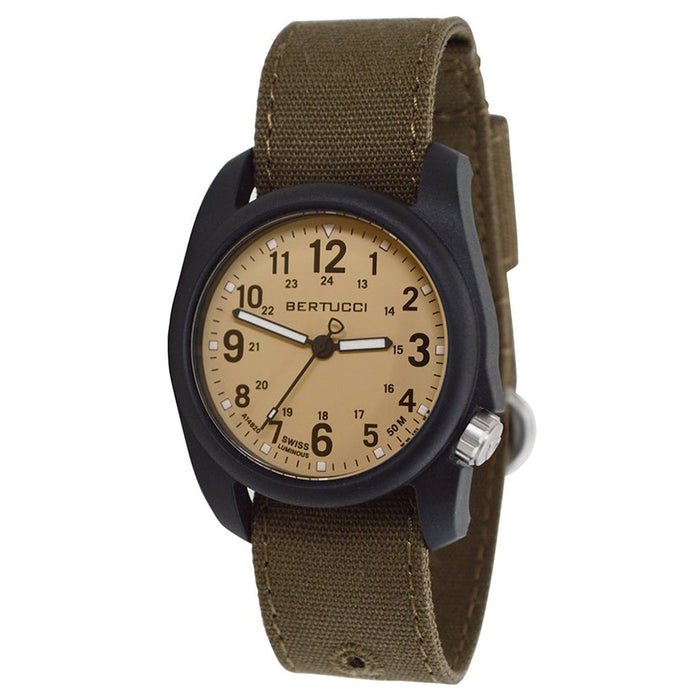 Bertucci Mens DX3 Bark Comfort Canvas Band Patrol Khaki Analog Dial Quartz Watch - 11091