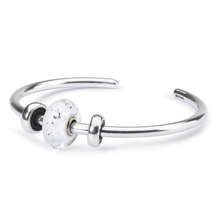 Trollbeads 925 Clear White Glass Bead Sterling Silver Ice Princess Bangle - TAGBO-00278