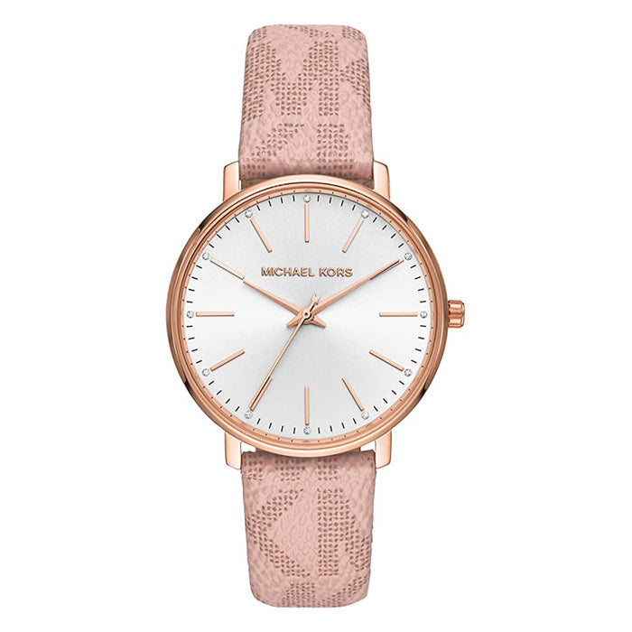 Michael Kors Womens White Dial Pink Plastic Band Quartz Watch - MK2859