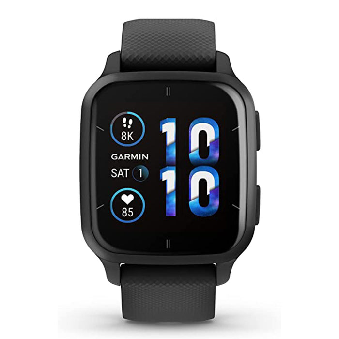 Garmin Venu Sq 2 Slate and Black Music Edition All-Day Health Monitoring Long-Lasting Battery Life with AMOLED Display GPS Smartwatch - 010-02700-00