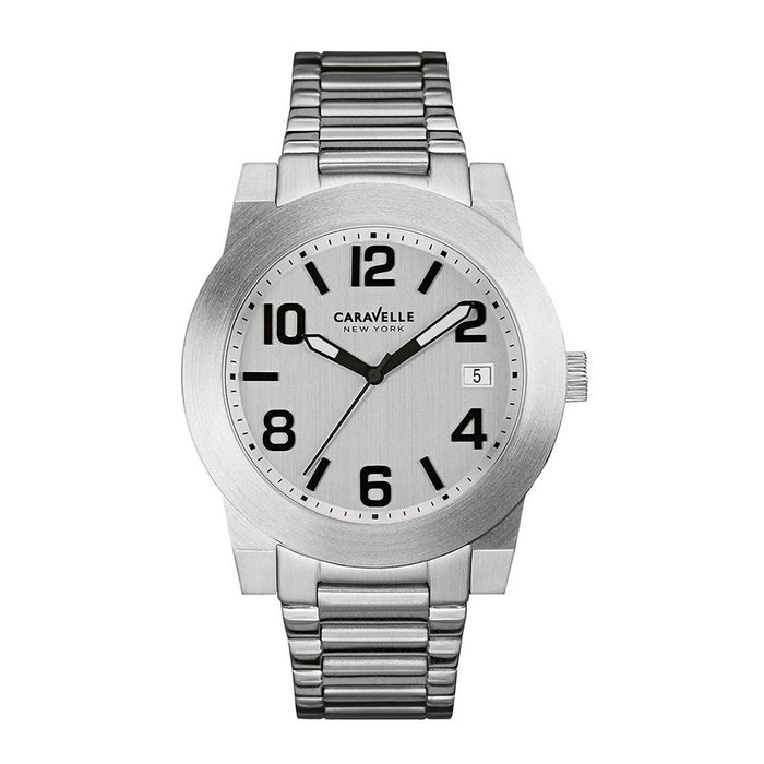 Caravelle New York Mens Stainless Steel Case and Bracelet Silver Dial Silver Watch - 43B142