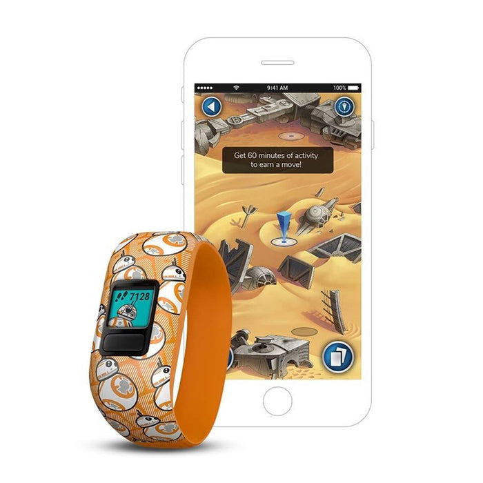 Garmin vivofit Jr 2 Star Wars BB-8 Kids Orange Stretchy Silicone Band Digital Dial Activity and Fitness Tracker - 010-01909-21