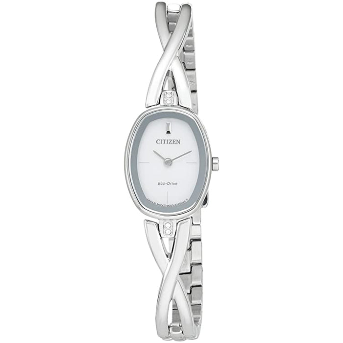 Citizen Womens Eco-Drive Silver Dial Band Stainless Steel Silhouette Watch - EX1410-53A