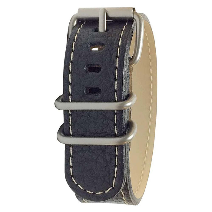 Bertucci Mens G-Type Montanaro Black American Bison Leather Strap Matte Stainless Steel Buckle Watch Band - B-241M