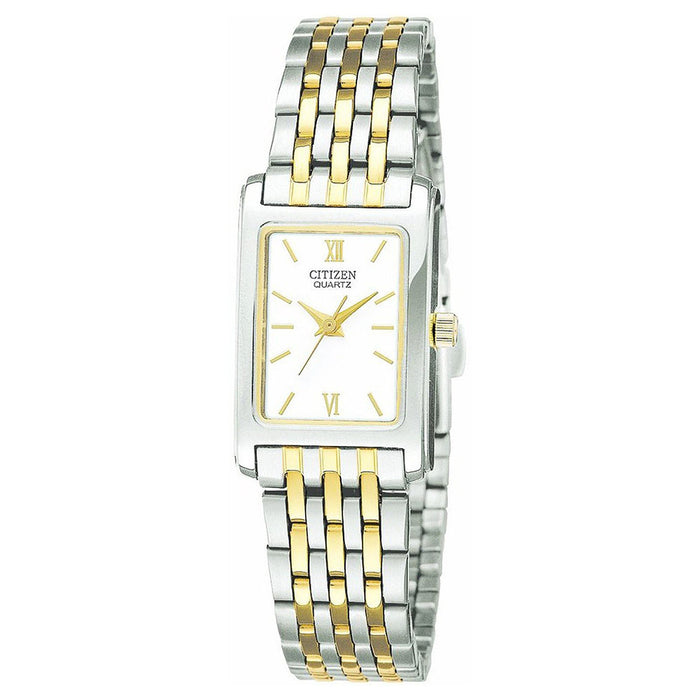 Citizen Quartz Women's Analog Stainless Watch - Two-tone Bracelet - White Dial - EJ5854-56A