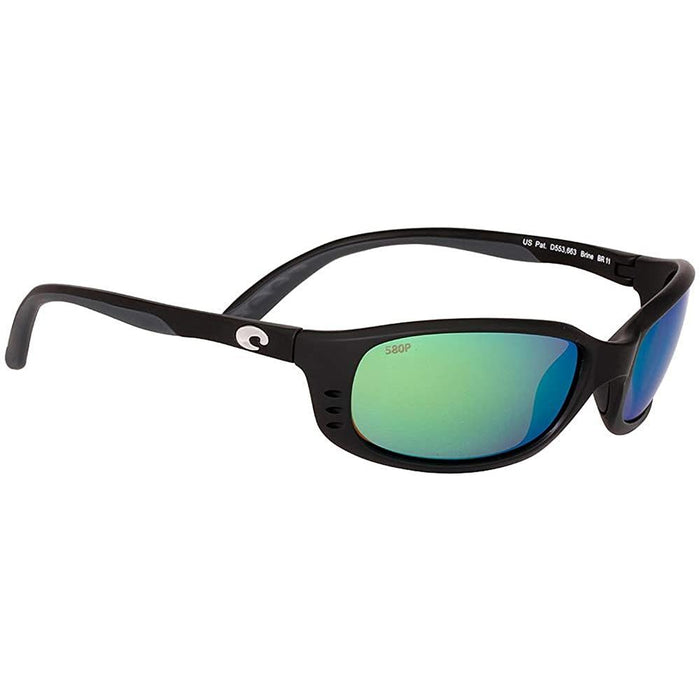 Costa Del Mar Mens Brine Matte Black Frame Copper Green Mirror Polarized Lens Sunglasses - BR11OGMP