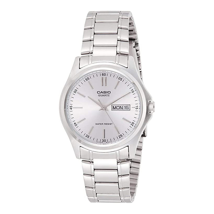 Casio Mens Silver Dial Gray Stainless Steel Band Water Resistant Dress Watch - MTP-1239D-7ADF