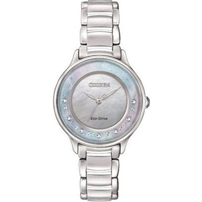 Citizen Eco-Drive Womens Stainless Steel Case and Bracelet Grey Dial Silver Watch - EM0380-81N