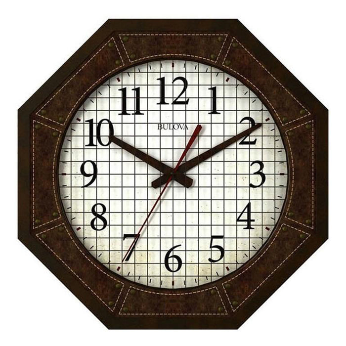 Bulova Gymnasium Large Solid Hardwood Case White Dial Brown Wall Clock - C4376