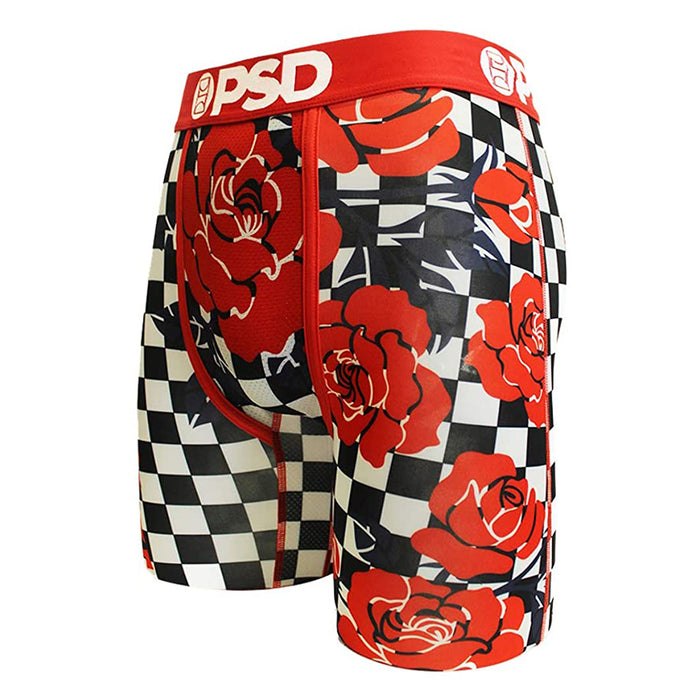 PSD Mens Red Roses Checkers Boxer Brief Underwear - E21911031-RED-M