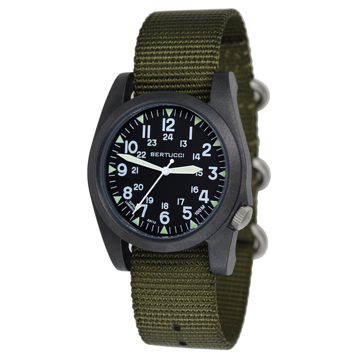 Bertucci Unisex Olive Green Band Black Dial Black Dial Analog Watch - 13351