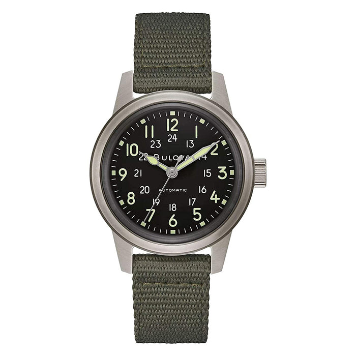Bulova Mens Military VWI Special Edition Hack Field Automatic Stainless Steel Watch - 96A259