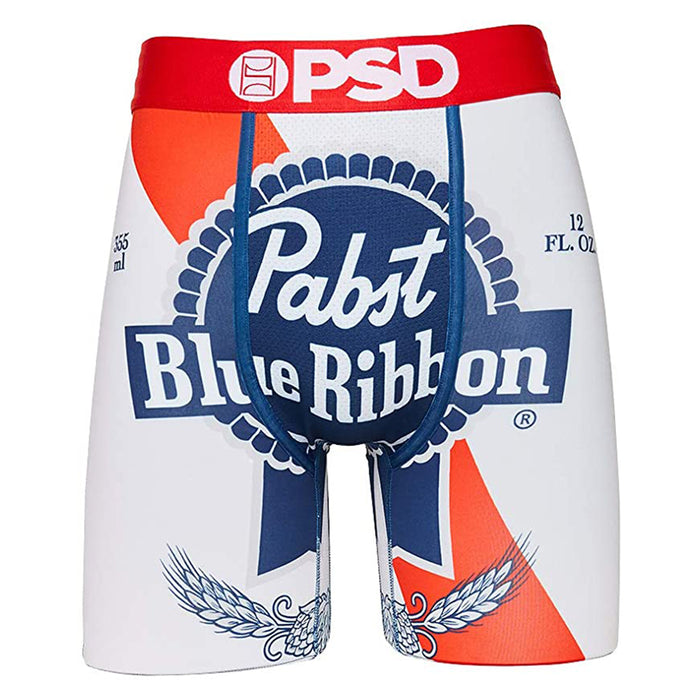 PSD Mens PBR Pabst Blue Ribbon Vintage Can Urban Stretch Wide Band Boxers Briefs Underwear - 121180083-WHT-XXL