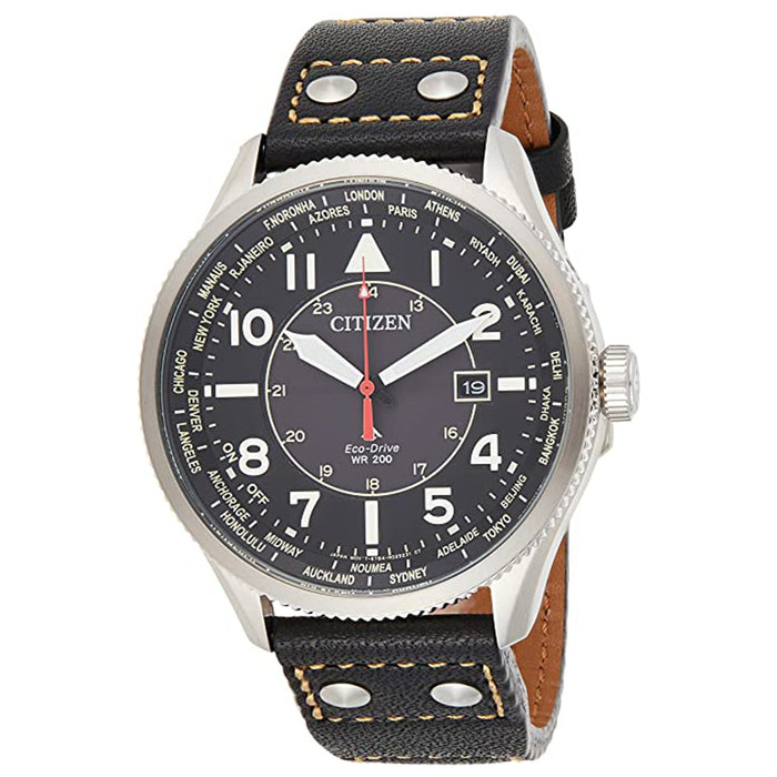 Citizen Mens Promaster Nighthawk Black Dial Leather Band Watch - BX1010-02E