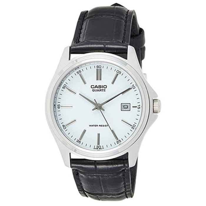 Casio Mens White Dial Black Band Stainless steel Quartz Watch - MTP-1183E-7ADF