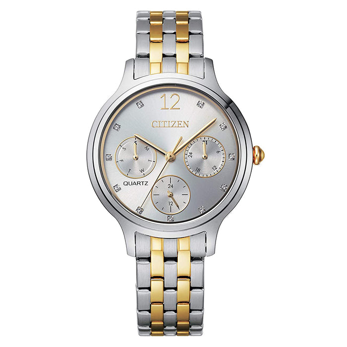 Citizen Womens Quartz Silver Dial Stainless Steel Strap Multicolor 14 Casual Watch - ED8184-51A
