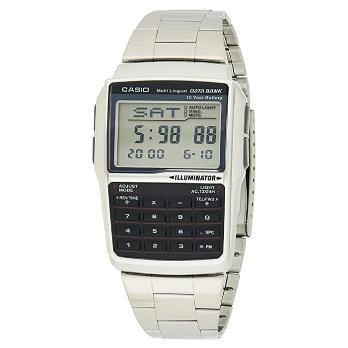 Casio Men's Black Dial Silver Stainless Steel Band Digital Quartz Watch - DBC-32D-1ADF