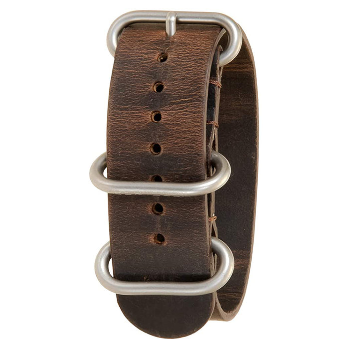 Bertucci Mens Alpina Brown Horween Leather Strap Matte Stainless Steel Buckle Watch Band - B-242Z