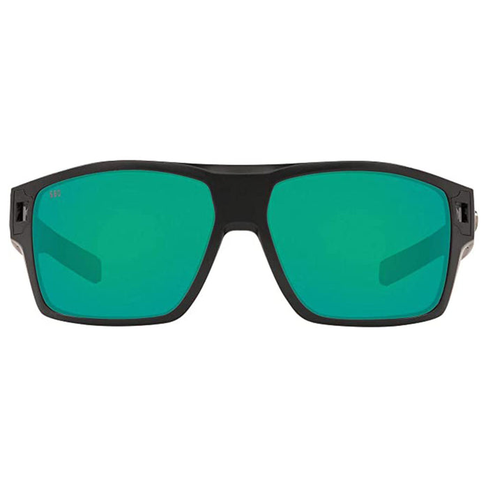 Costa Del Mar Men's Matte Black Frame Green Mirror Lens Polarized Diego Rectangular Sunglasses - DG011OGMGLP
