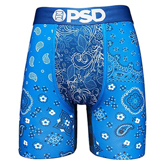 PSD Mens Stretch Wide Band Boxer Brief Hype Blue Bandana Print Breathable Underwear - 121180012-BLU