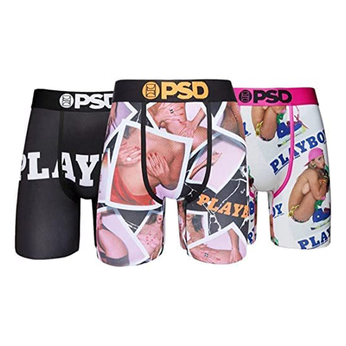 PSD Men's Multicolor Playboy 3-Pack Boxer Briefs - 222180140-MUL