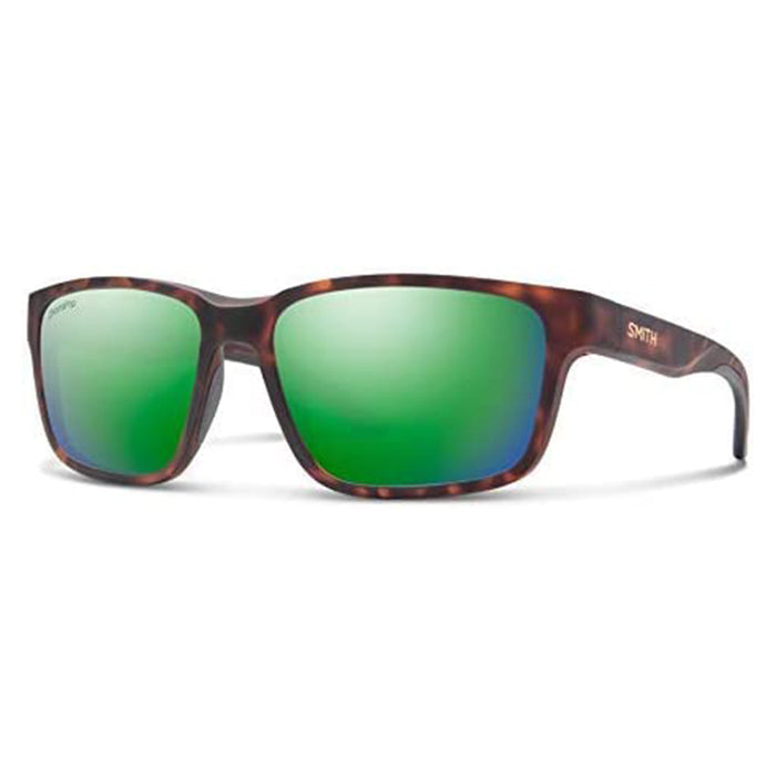 Smith Men's Matte Tortoise Frame Chromapop Green Mirror Lens Polarized Basecamp Sunglasses - 201929N9P59UI