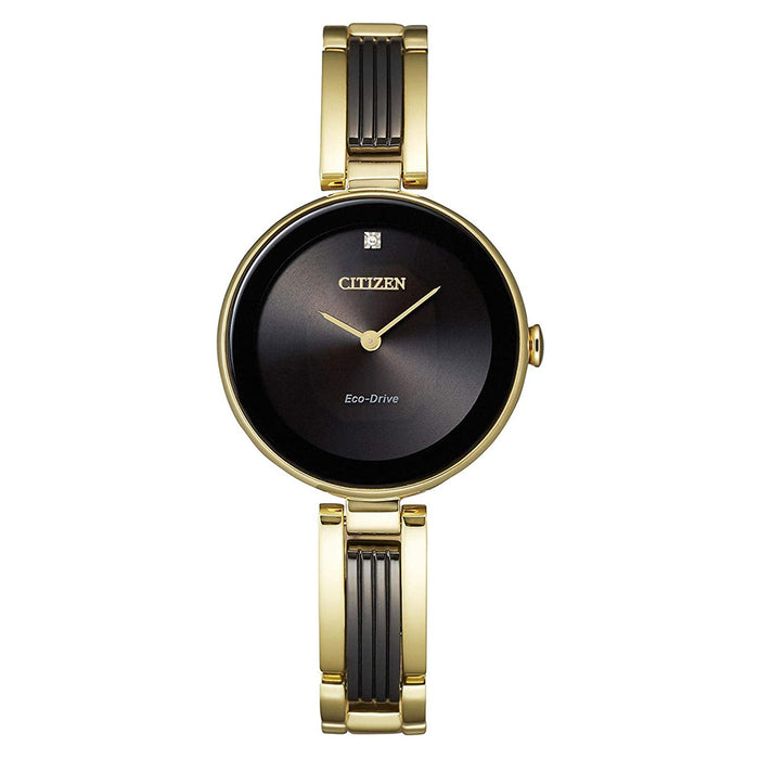 Citizen Womens Eco-Drive Axiom Two-Tone Diamond Accent Gold Band Watch -  EX1539-57E
