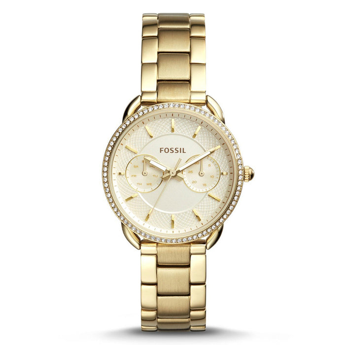 Fossil Tailor Womens Stainless Steel Bracelet Band Gold-Tone Quartz Dial Watch - ES4263