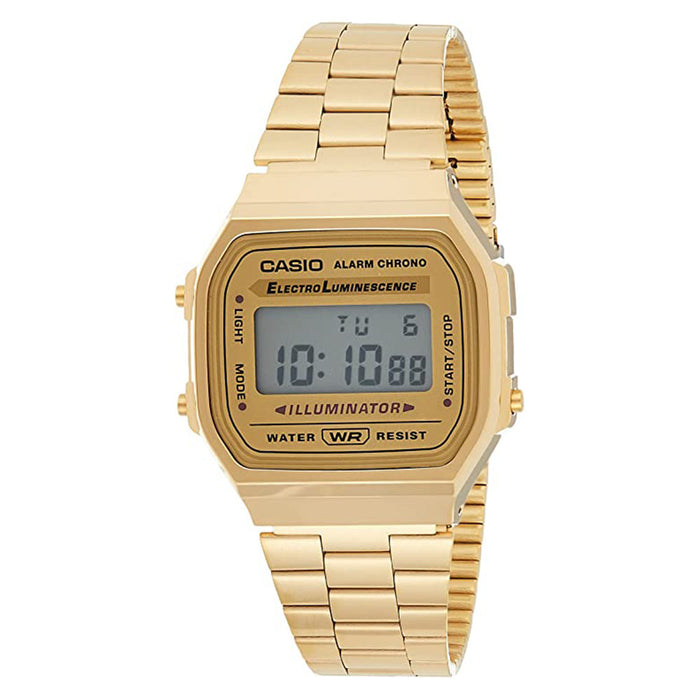 Casio Men's Gray Dial Gold Stainless Steel Band Quartz Watch - A168WG-9WDF