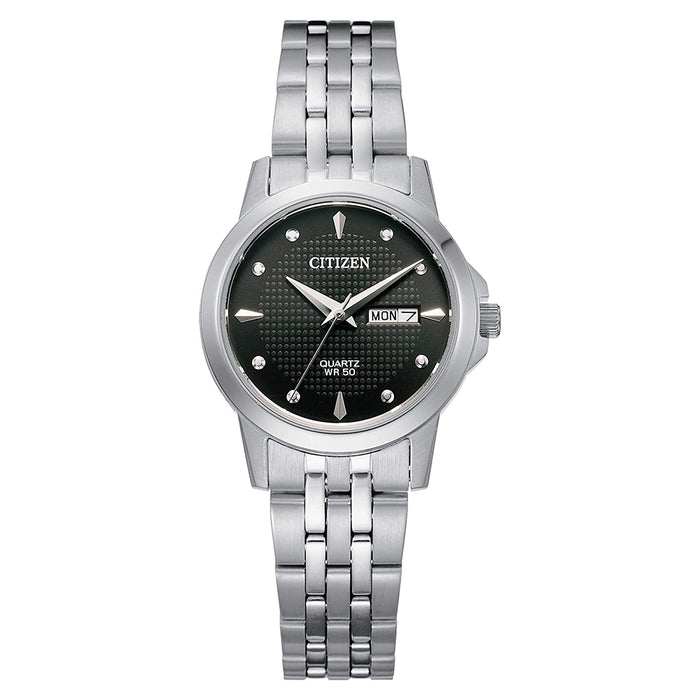 Citizen Womens Quartz Black Dial Silver Stainless Steel Strap Casual Watch - EQ0601-54F