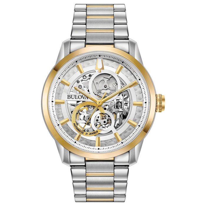 Bulova Mens Two Tone Stainless Steel Band Sutton Automatic Dial Watch - 98A214