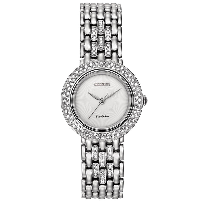 Citizen Eco-Drive Women's Stainless Steel Case and Bracelet Silhouette Crystal Silver Dial Silver Watch - EM0260-67A