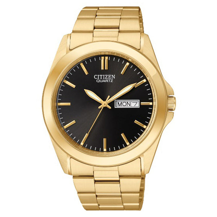 Citizen Mens Stainless Steel Case and Bracelet Black Dial Gold Watch - BF0582-51F