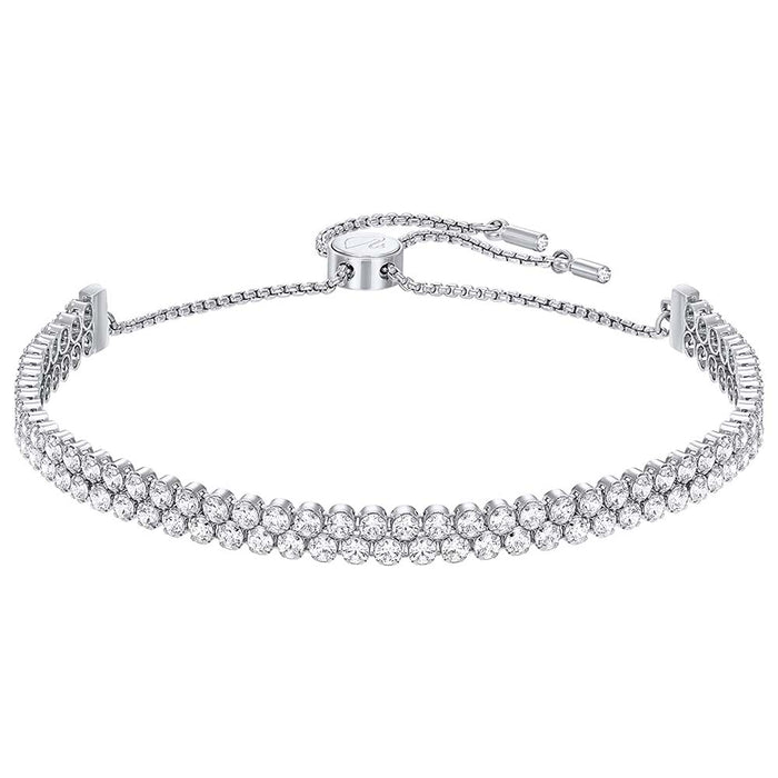 Swarovski Women's White Stone Crystals with Silver Rhodium Plated Chain Subtle Bracelet - 5221397