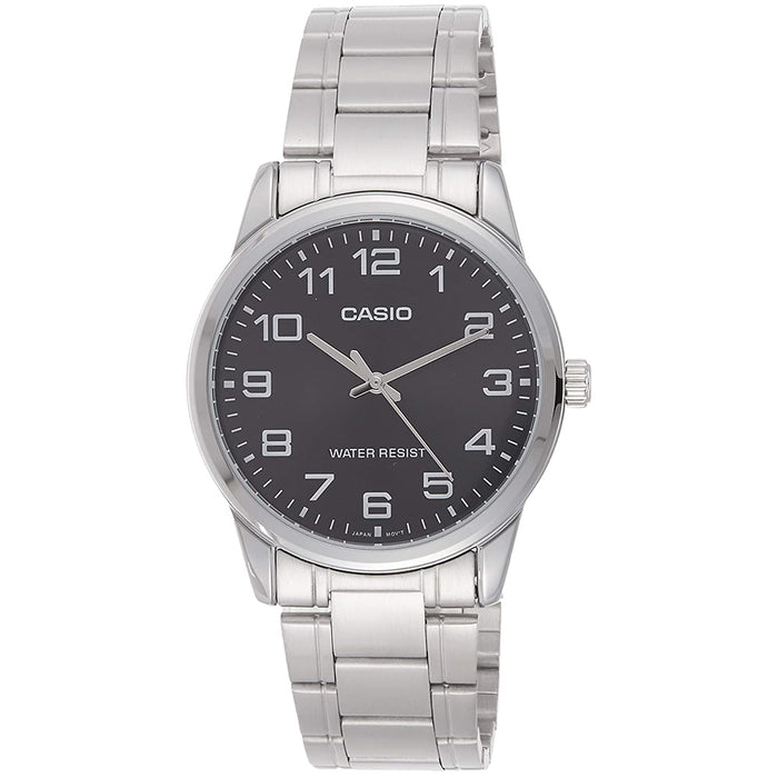 Casio Men's Stainless Steel Bracelet Easy Reader Black Dial Analog Quartz Watch - MTP-V001D-1BUDF