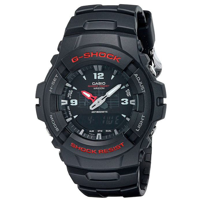 Casio Men's Black Dial Resin Band Quartz Watch - G100-1BV
