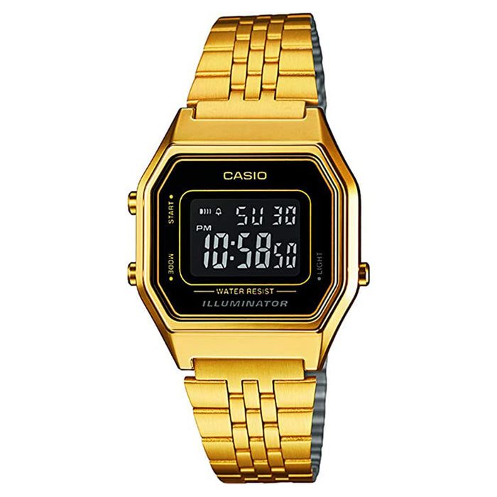 Casio Women's Black Dial Gold Stainless Steel Band Japanese Quartz Watch - LA680WGA-1B(2)